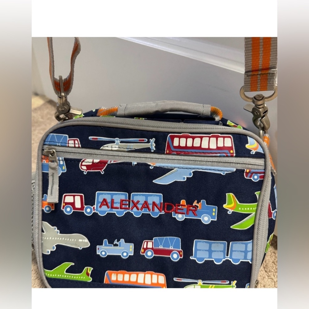 Pottery Barn Kids Backpack with Vehicle Print - Blue and Gray with Lunch Bag - Picture 4 of 6